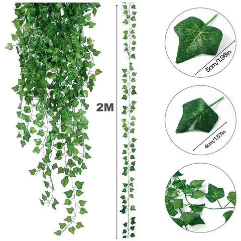 Ghirlanda Di Edera Artificiale Con 20 Led, Illuminazione Creativa Da 2m - Foto 2