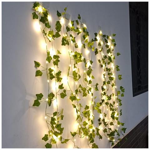Ghirlanda Di Edera Artificiale Con 20 Led, Illuminazione Creativa Da 2m - Foto 6
