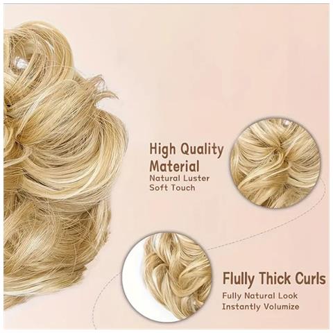 22h613 Biondo Disordinato Bun Hair Piece Scrunchie - Foto 3