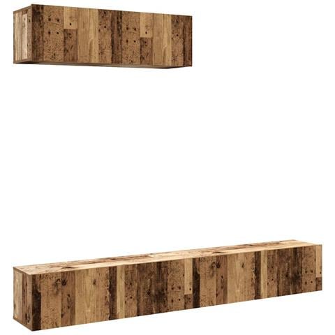 Mobili Tv A Parete 3 Pz Legno Antico 100x30x30 Cm In Truciolato - Foto 2