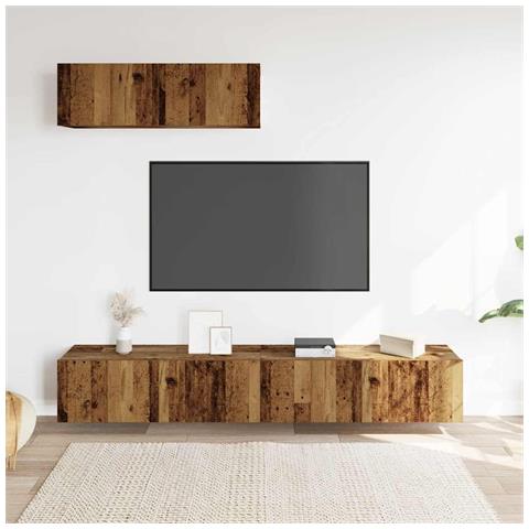 Mobili Tv A Parete 3 Pz Legno Antico 100x30x30 Cm In Truciolato - Foto 3