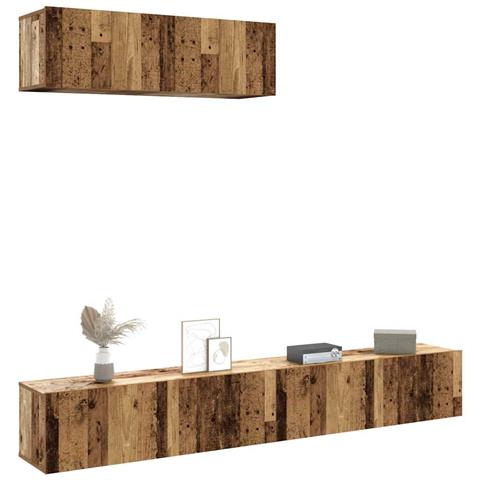 Mobili Tv A Parete 3 Pz Legno Antico 100x30x30 Cm In Truciolato - Foto 1