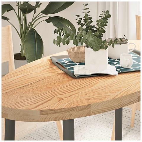 Piano Per Tavolo 120x60x4 Cm In Rovere Massello Ovale - Foto 1