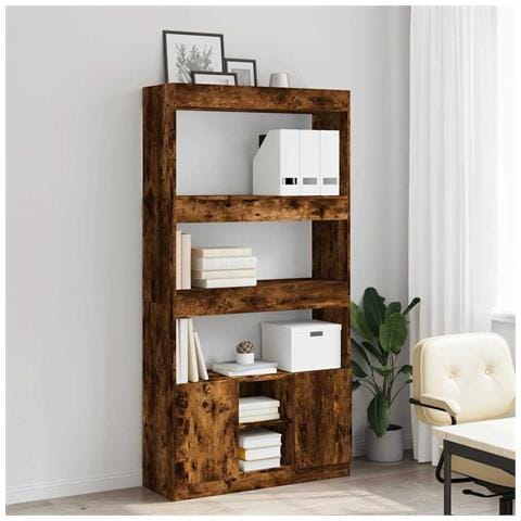 Credenza Rovere Fumo 92x33x180 Cm In Legno Multistrato - Foto 3