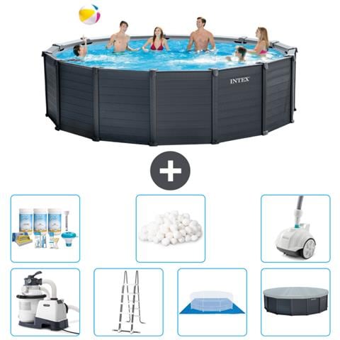 Piscina Fuori Terra - In Giro - 478x124 Cm - Grigio - Include Accessori Coordinati A2776 - Foto 1