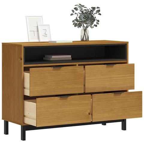 Lusso Casadino -  Cassettiera Flam 110x40x80 Cm In Legno Massello Di Pino - Foto 2