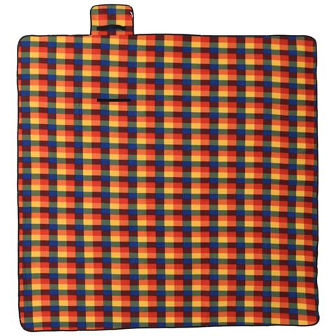 Tovaglia Picnic Pieghevole Quadri Multicolore 200x200cm Velluto - Foto 1