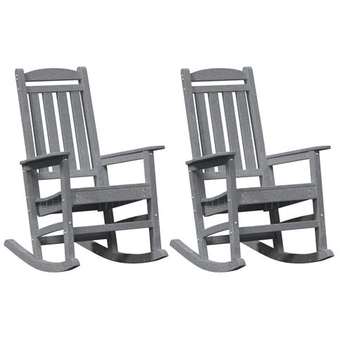 Sedie a Dondolo da Giardino 2 pcs Grigio Chiaro 70x92x107.5 cm HDPE, Sedia a Dondolo da Giardino Grigio Chiaro 70x92x108 cm HDPE - Foto 1