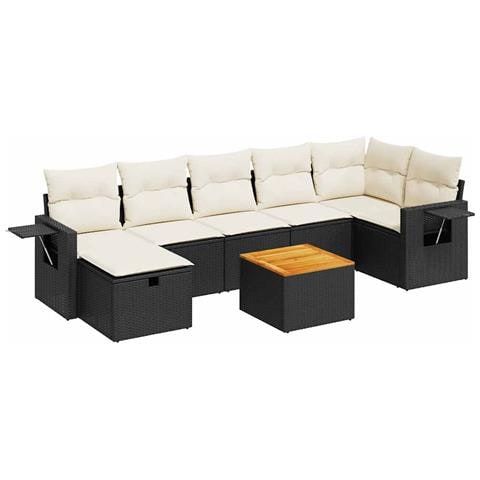 Set Divani da Giardino con Cuscini 8 pz Nero in Polyrattan - Foto 1