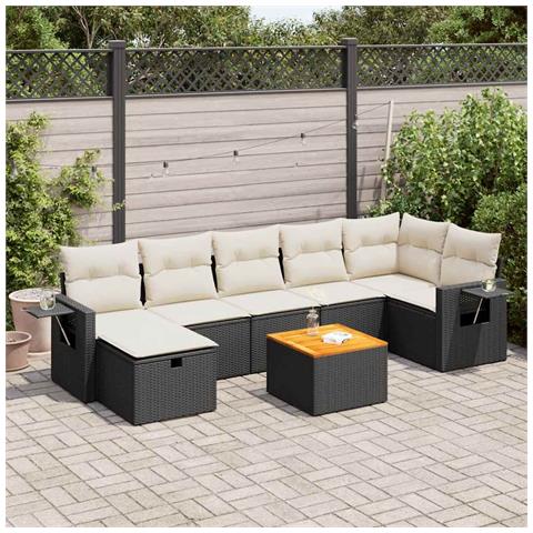 Set Divani da Giardino con Cuscini 8 pz Nero in Polyrattan - Foto 2