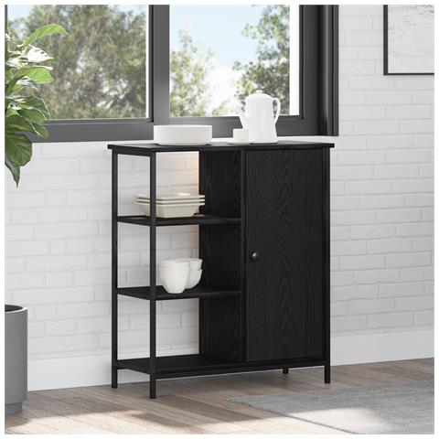 Credenza Nero Rovere 70x30x80 cm Legno Ingegnerizzato - Foto 2