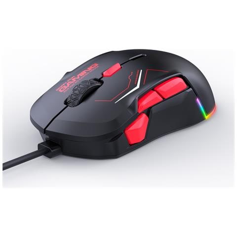 Mouse Da Gioco Cablato Rgb A 10 Pulsanti Con Dpi 12800 E Illuminazione Dinamica Black+red - Foto 1
