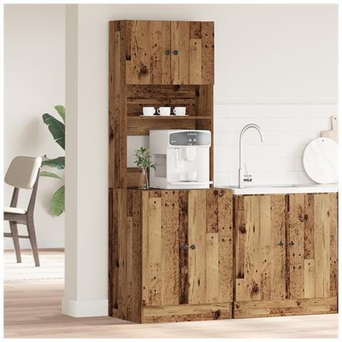 Armadio da Cucina Legno Invecchiato 60x50x180 cm Legno Massello - Foto 2