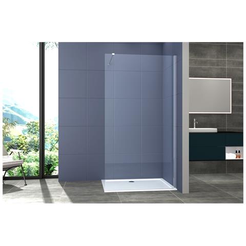 Box Doccia Parete Walk In 80 Cm H 200 Cm Cristallo Temperato Trasparente 8mm Profilo Satinato Melany - Foto 1