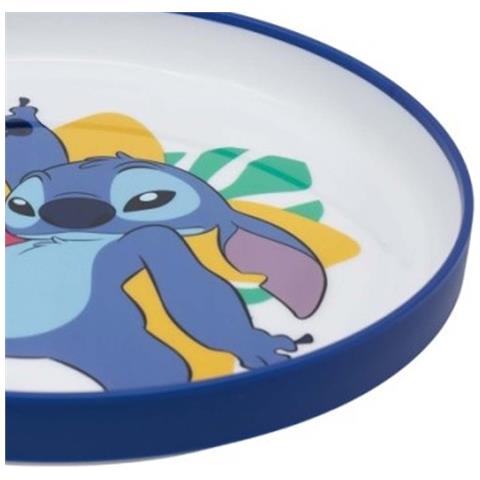 Piatto Antiscivolo Per Bambini Microonde Stitch, Bianco / Blu - Foto 4