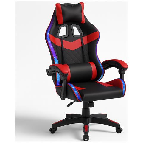 Sedia Gaming Da Scrivania Rosso E Nera Con Led Rgb Altezza Regolabile 106-116cm - Foto 1