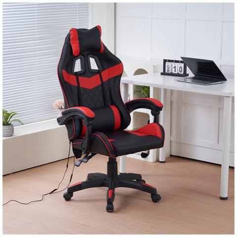 Sedia Gaming Da Scrivania Rosso E Nera Con Led Rgb Altezza Regolabile 106-116cm - Foto 2