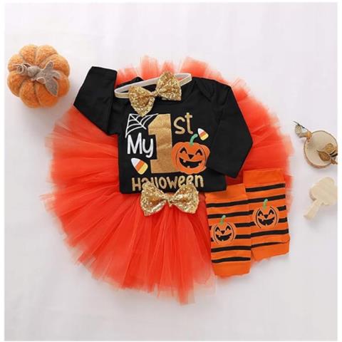 Body Con Gonna Di Halloween Per Bambina Scritta My 1st Halloween - Foto 2