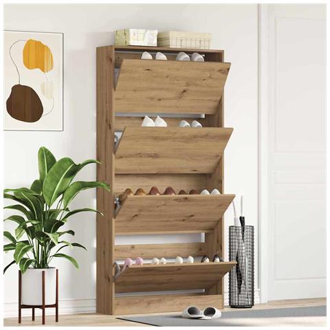 Armadio per Scarpe rovere artigianale 80 x 21 x 163.5 cm - Foto 2