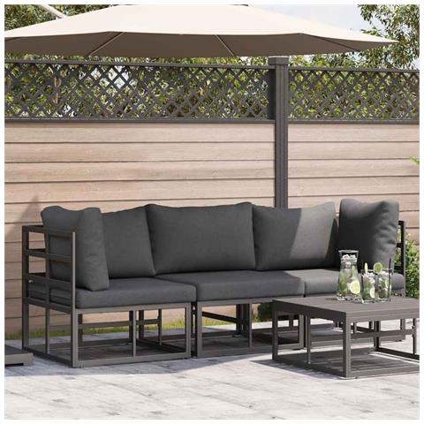 Mobili da Esterno con cuscino con cuscino 3 pcs Nero Alluminio - Foto 2