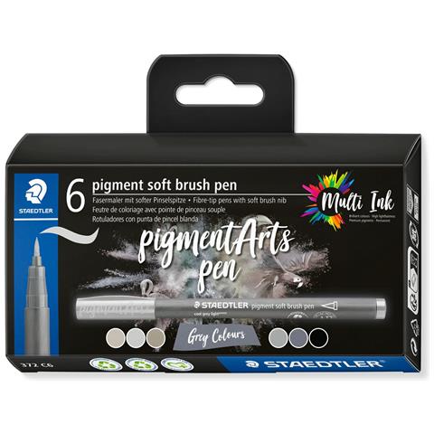 Pigment Arts Soft Brush Pen Grey Colors marcatore Grigio 6 pz - Foto 1