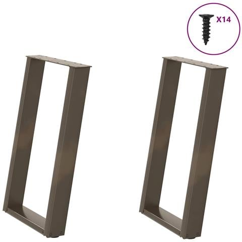 Gambe per tavolo da pranzo a forma di U 2 pz in acciaio naturale 60x(72-73) cm - Foto 1