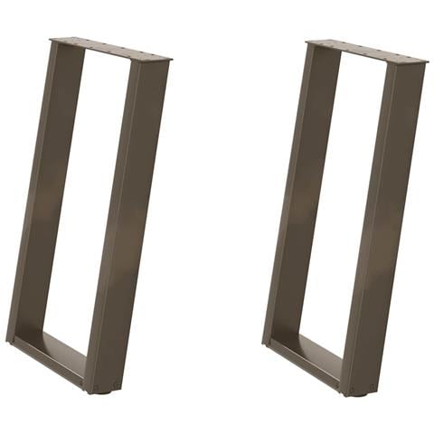 Gambe per tavolo da pranzo a forma di U 2 pz in acciaio naturale 60x(72-73) cm - Foto 2