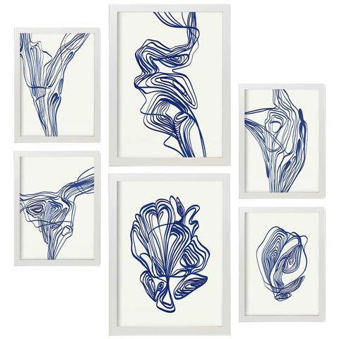 Set Di 6 Stampe Dipinti Decorativi Estetici Astratti E Inclinati, Allettanti Per Il Tuo Soggiorno, Camera Da Letto E Casa A3 & A4 Cornice Bianca - Foto 1