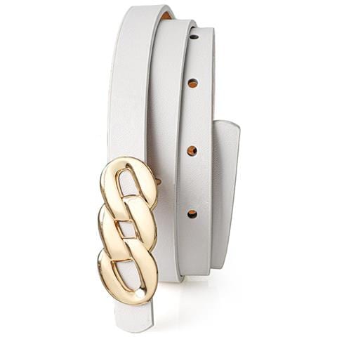 Cintura Da Donna In Pelle Pu Con Otto Fibbie - Accessorio Elegante Per Abiti E Camicie White - Foto 1