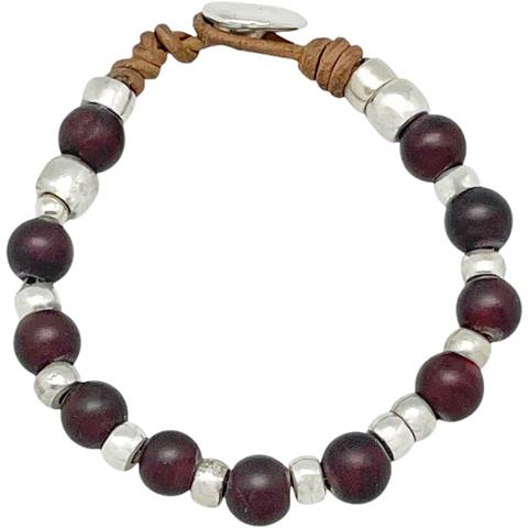 Bracciale Mora In Pelle E Argento Placcato - Foto 1