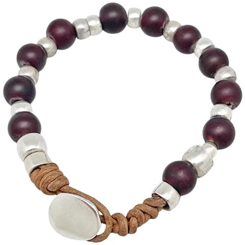 Bracciale Mora In Pelle E Argento Placcato - Foto 2