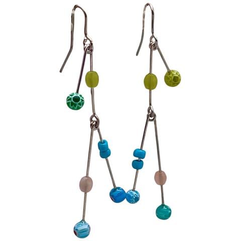 Ciondolo A Doppia Oscillazione Multicolore In Argento 925 E Cristallo. Argento Unico. - Foto 1