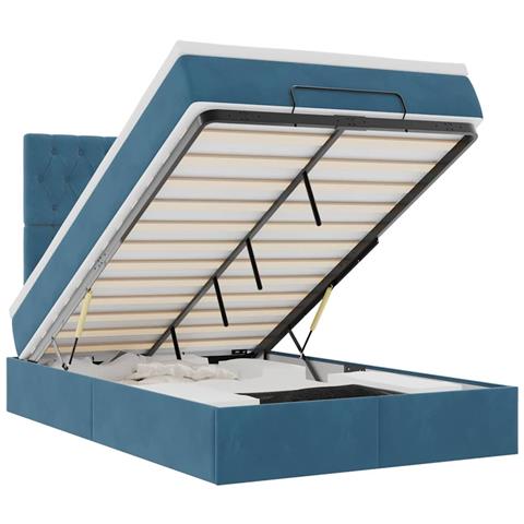 Struttura Letto Pouf con Materassi 120x190 cm Velluto - Foto 1