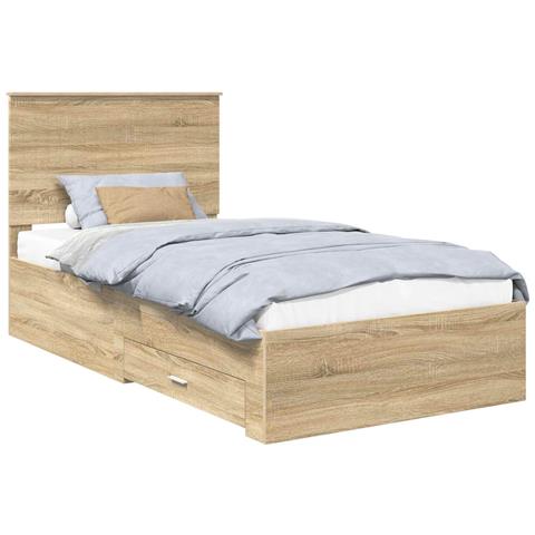 Struttura del letto con testiera Rovere Sonoma 100 x 200 cm - Foto 1