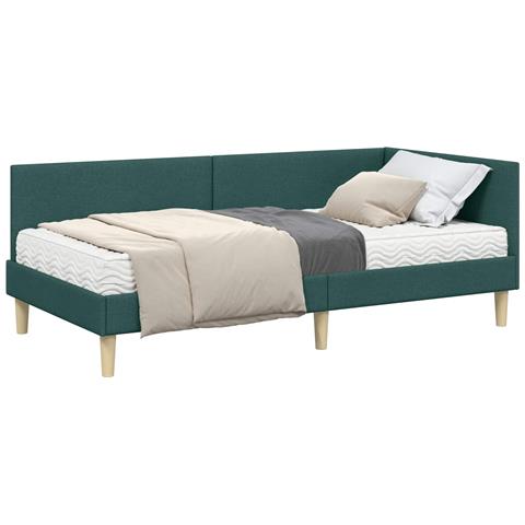 Struttura Letto Angolare con Materasso 2 pcs Verde Tessuto - Foto 1