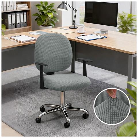 Coprisedia Da Ufficio In Pile Polare Elastico Tinta Unita - Vestibilità Universale, Antipolvere E Rimovibile Lightgrey - Foto 2