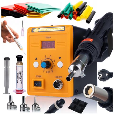 Stazione Saldante Hot-air 858d - Potenza 700w, Regolazione Temperatura 100-500°c | Set 3 Ugelli, Tubo Termoretraibile 328 Pezzi, Flux Rma-223 - Foto 1