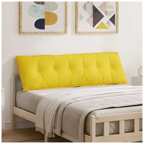 Cuscino per Schiena Giallo Chiaro 160 x 19 x 50 cm Tessuto - Foto 2
