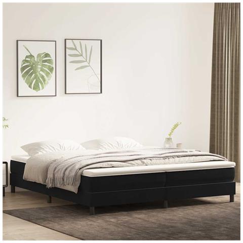 Letto a Molle senza Materasso Nero 200x220 cm in Velluto - Foto 2
