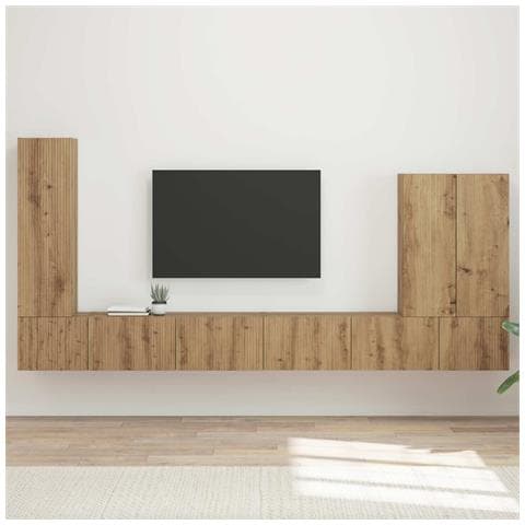 Set di Mobiletto da TV a Parete 6 pcs Rovere artigianale - Foto 2
