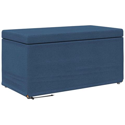 Pouf Blu 81 x 41 x 40 cm Tessuto e Legno Ingegnerizzato - Foto 1