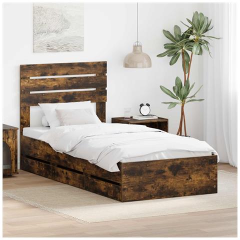Struttura del letto con cassetto Rovere fumé 75 x 190 cm - Foto 2