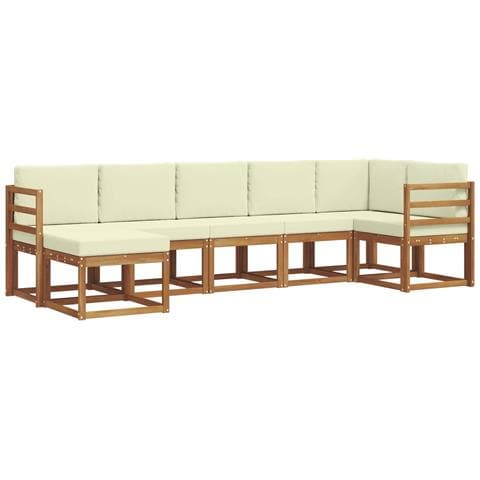 Set di divani da esterno con cuscino 7 pcs Naturale e Crema - Foto 1