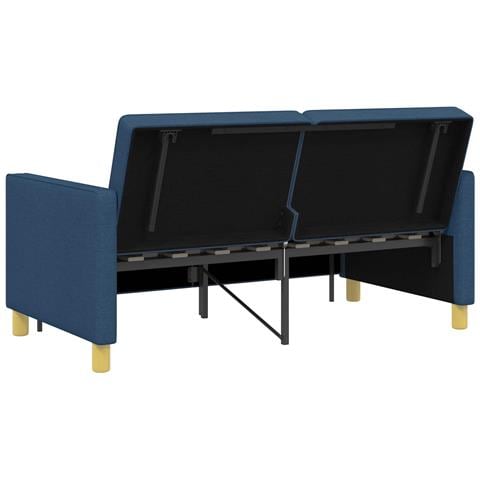 Divano Letto Estraibile Blu Tessuto - Foto 9
