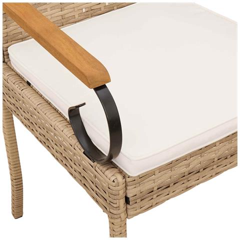 Sedie da giardino con cuscino 4 pcs Beige e Bianco Crema - Foto 9