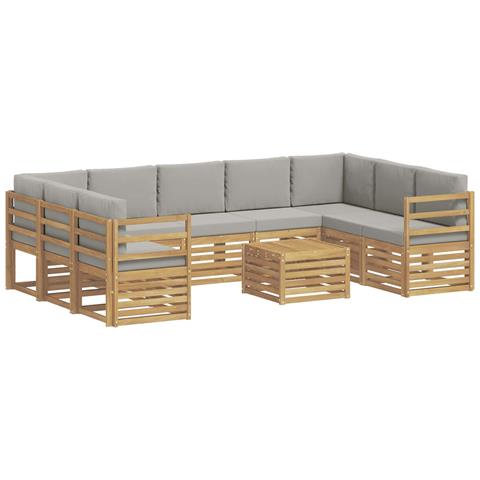 Set divani 10 pcs Bianco e Grigio Chiaro 59 x 59 x 37 cm - Foto 1