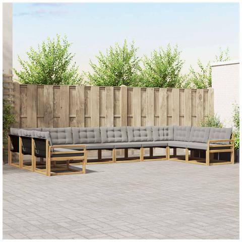 Set di divani da esterno 10 pcs Bianco e Grigio Chiaro - Foto 2