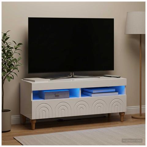 Mobile TV LED Bianco Lucido Legno ingegnerizzato - Foto 2