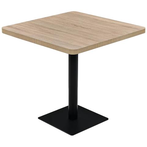 Tavolo Bistrot Mdf E Acciaio Quadrato 80x80x75 Cm Color Rovere - Foto 1