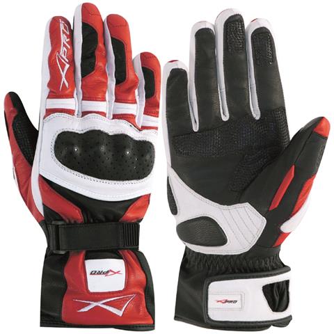 Guanto Sport Moto Pelle Corto Foderato Protezioni Imbottito Bianco / rosso M - Foto 1